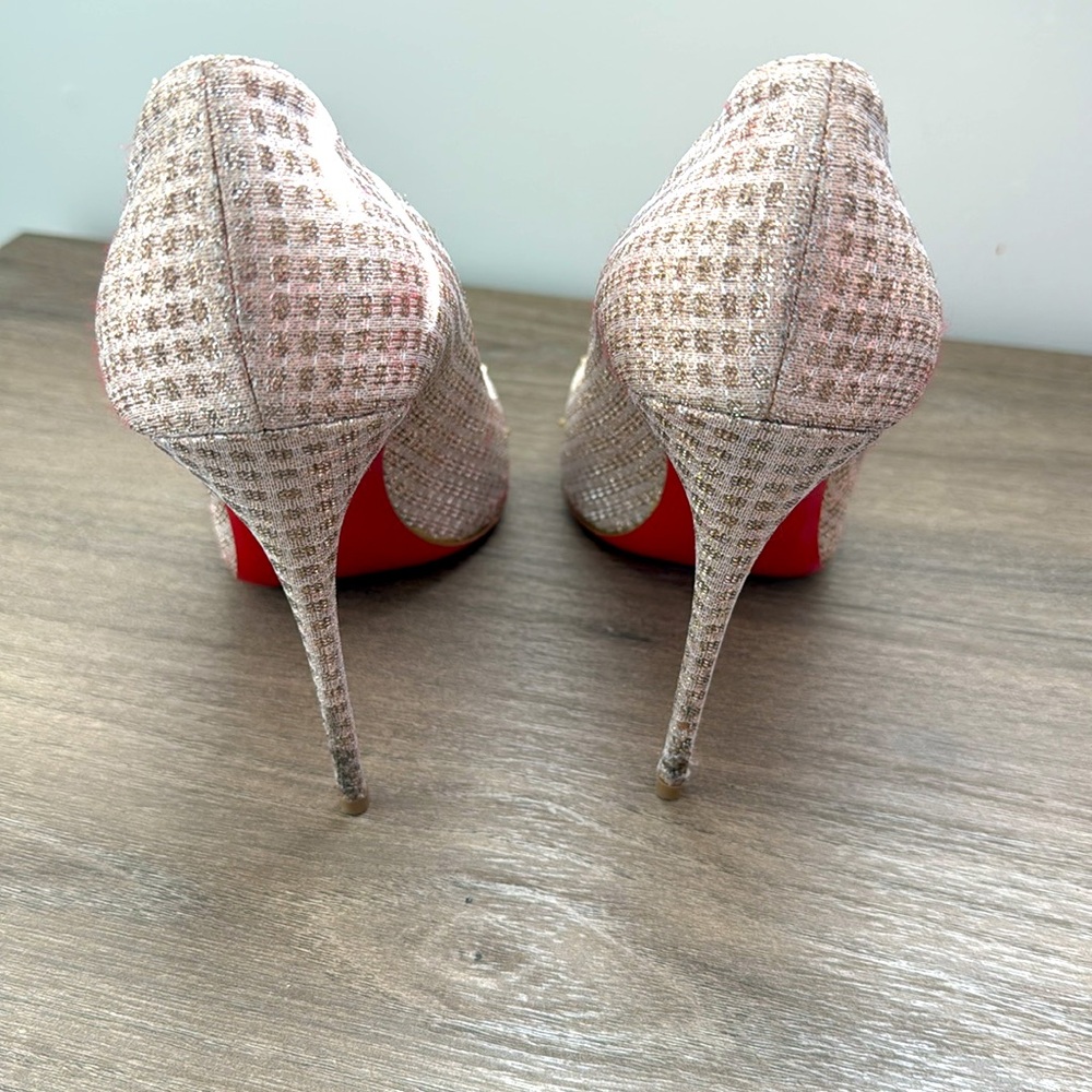 Christian Louboutin 100 Spikyshell Quadra Lurex Pump - Picture 2 of 8